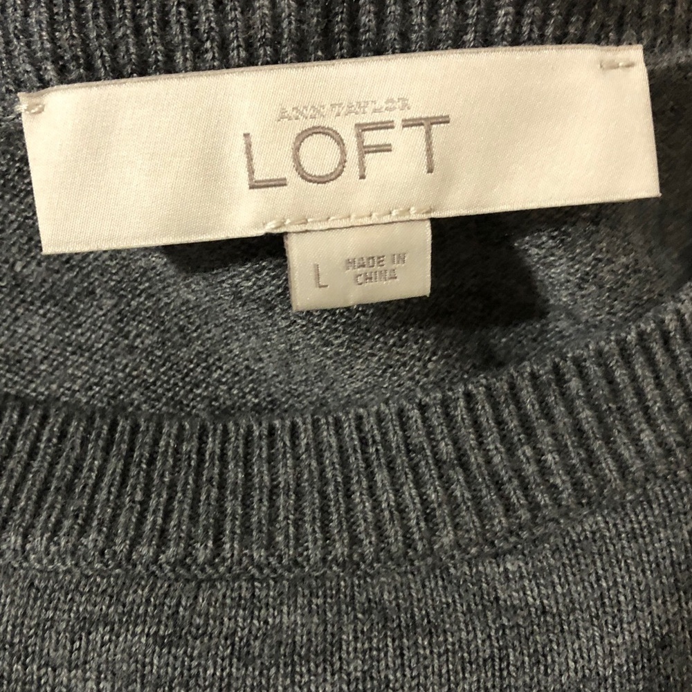 Loft Gray and Black Women's Wool Blend Sweater Dress size Large - Picture 10 of 11